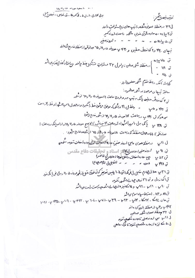 ترتیب نیروی دشمن در حین عملیات کربلا 5 