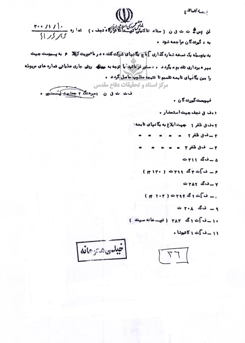 شماره گذاری آماج توپخانه عملیات مسلم بن عقیل 