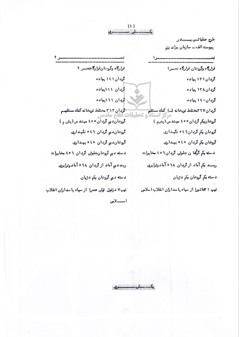 طرح عملیاتی بدر - مربوط به اسناد رمضان